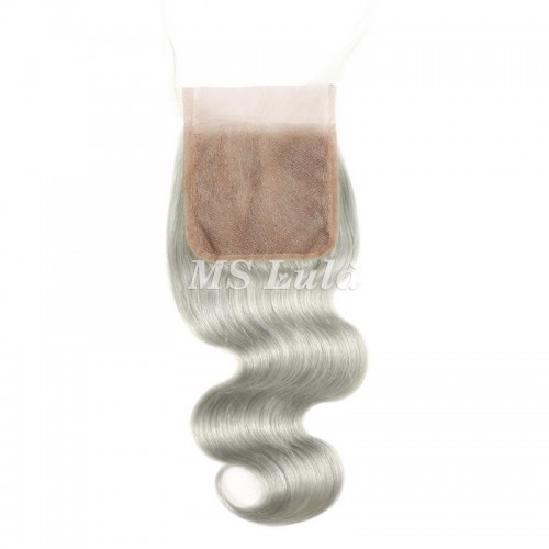 4X4 Silver Grey Virgin Hair Body Wave Lace Closure | Human Hair Wig | Lace Front